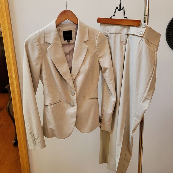 The Limited Other - The Limited Womens Size  00/ 2 Beige Pant / Suit Jacket Set RN54974